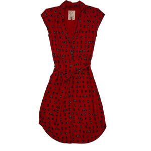 Anthropologie 52 Conversations Colloquial Bug Butterfly Shirt Dress Red Size 0